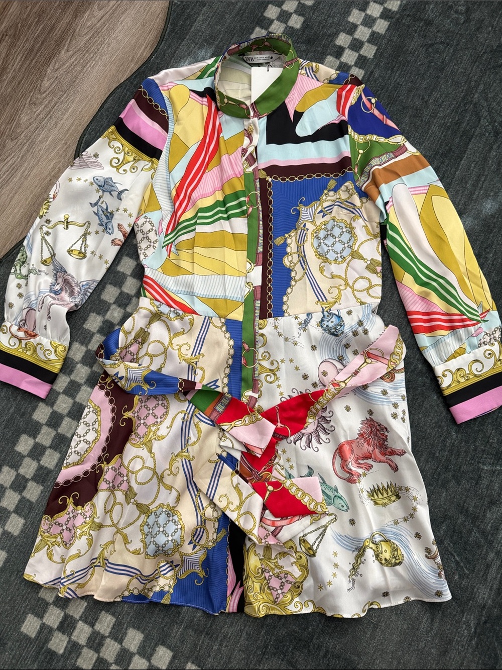 NWT Zara Scarf Print Mini Dress Size M